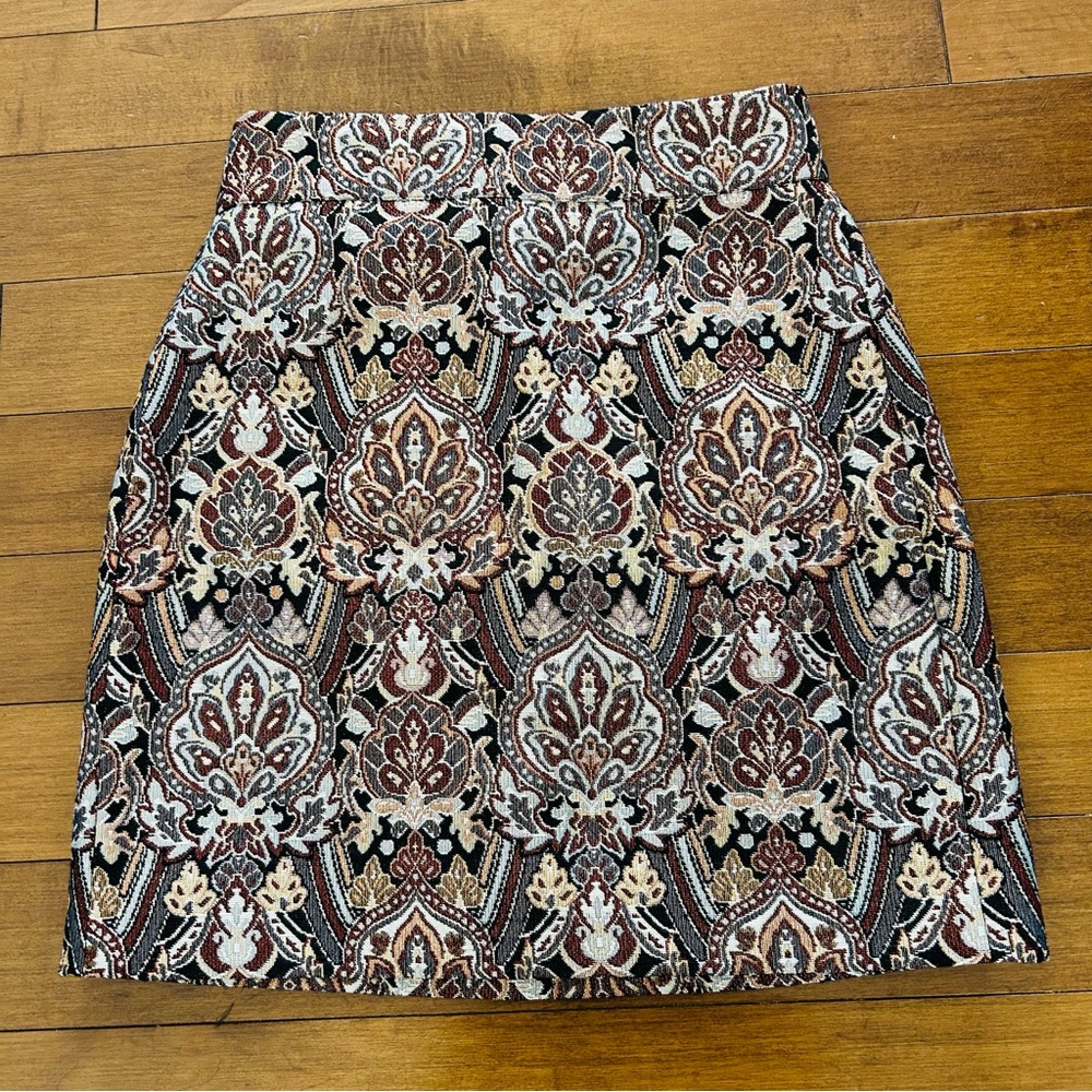 RW&CO. Women's Mini Skirt in Black and Brown Pattern